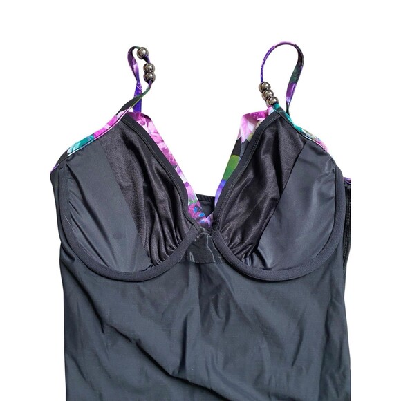 Magicsuit One Piece Swimsuit Size 10 Purple Floral Slimming Wrap Underwire $166 - Picture 9 of 10